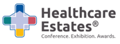 Healthcare Estates logo with a multicolored cross icon to the left of the text Healthcare Estates.