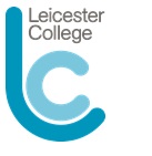 Leicester College logo with a stylized turquoise and teal 'LC' and the text 'Leicester College'